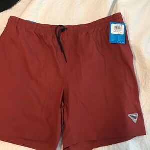 Columbia PFG Rambler Water Shorts in Rust